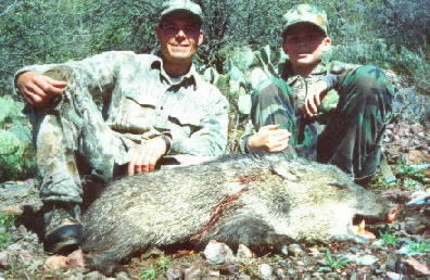 bobby quesnel with his first javelina
